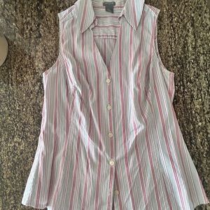 Ann Taylor Fitted Cotton/ Spandex Striped Sleeveless Top, Size 8